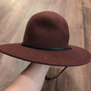 Brixton Hat Tiller Fedora Wide Brim XS Brown Maroon Western Cowboy Wool